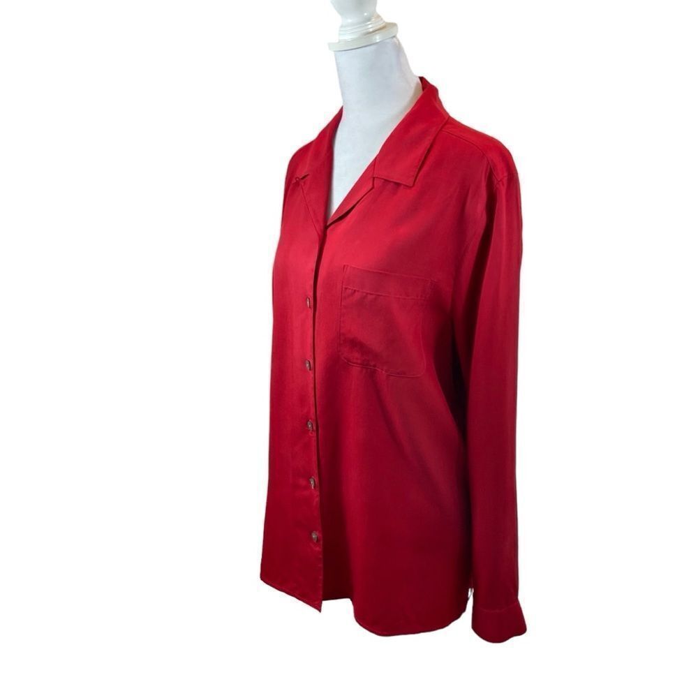 Ladies Vintage Lord & Taylor Exclusively for You Red Silk Button Down Blouse 10